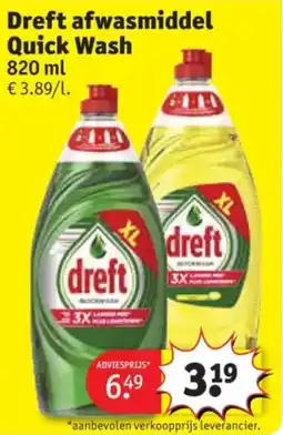 Kruidvat Dreft afwasmiddel Quick Wash aanbieding