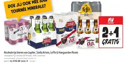 Jumbo Alcoholvrije bieren van Jupiler, Stella Artois, Leffe & Hoegaarden Rosée aanbieding