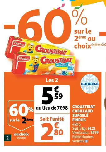Auchan Croustibat Cabillaud Surgelé Findus 450g aanbieding