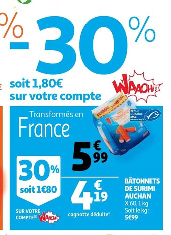 Auchan Bâtonnets De Surimi Auchan aanbieding