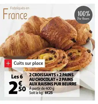 Auchan 2 Croissants + 2 Pains Au Chocolat + 2 Pains Aux Raisins Pur Beurre aanbieding