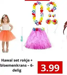 NH Market Hawaï set rokje + bloemenkrans – 6- delig aanbieding