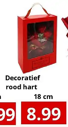 NH Market Decoratief rood hart 18 cm aanbieding