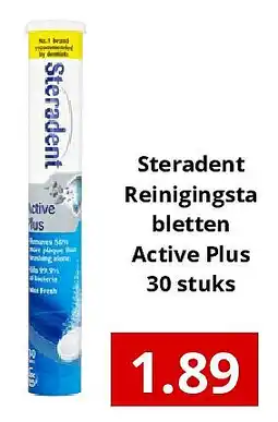 NH Market Steradent Reinigingsta bletten Active Plus 30 stuks aanbieding