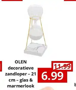 NH Market OLEN decoratieve zandloper – 21 cm – glas & marmerlook aanbieding
