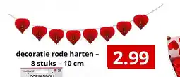 NH Market decoratie rode harten – 8 stuks – 10 cm aanbieding