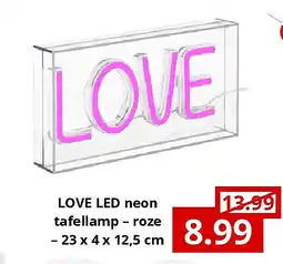NH Market LOVE LED neon tafellamp – roze – 23 x 4 x 12,5 cm aanbieding