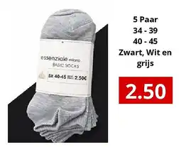 NH Market 5 Paar 34 - 39 40 - 45 Zwart, Wit en grijs aanbieding