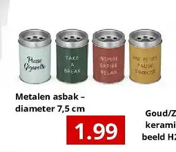 NH Market Metalen asbak – diameter 7,5 cm aanbieding