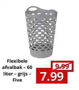 NH Market Flexibele afvalbak – 60 liter – grijs – Five aanbieding