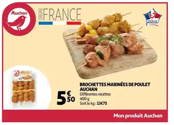 Auchan Brochettes Marinées De Poulet Auchan 400g aanbieding