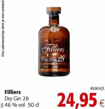 Colruyt Filliers dry gin 28 aanbieding