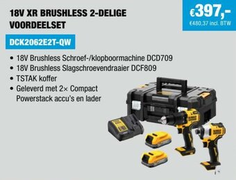 DeWALT 18V XR Brushless 2 -Delige Voordeelset aanbieding