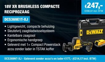 DeWALT 18V XR Brushless Compacte Reciprozaag aanbieding