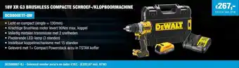 DeWALT 18V XR G3 Brushless Compacte Schroef-/Klopboormachine aanbieding