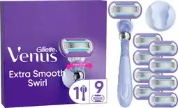 Coolblue Gillette Venus Extra Smooth Swirl + 9 Recharges de Rasoir aanbieding