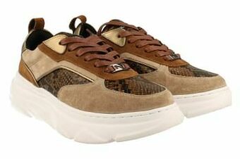 Berca Shoes Nathan Sport Sneaker Laag Dames Volledig Leder Chuncky - Cognac aanbieding