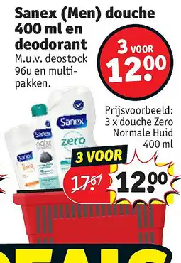 Kruidvat Sanex (Men) douche 400 ml en deodorant aanbieding