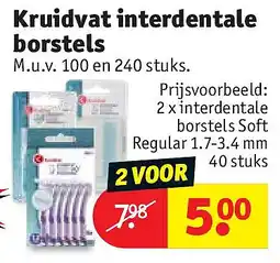 Kruidvat 2 x interdentale borstels Soft Regular 1.7-3.4 mm 40 stuks aanbieding