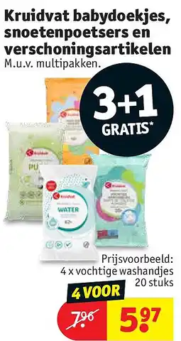 Kruidvat 4 x vochtige washandjes 20 stuks aanbieding