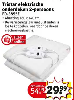 Kruidvat Tristar elektrische onderdeken 2-persoons aanbieding