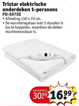 Kruidvat Tristar elektrische onderdeken 1-persoons aanbieding