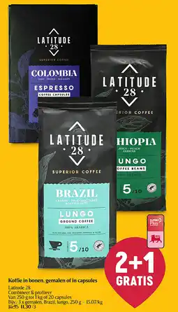 Delhaize Koffie in bonen, gemalen of in capsules aanbieding