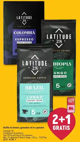 Delhaize Latitude 28 Koffie in bonen, gemalen of in capsules aanbieding