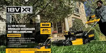 DeWALT 2x 18V XR 53cm Brushless Grasmaaier Met Wielaandrijving aanbieding