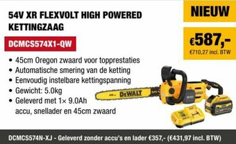 DeWALT 54V XR Flexvolt High Powered Kettingzaag aanbieding
