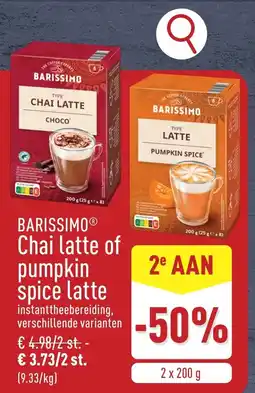 ALDI Barissimo chai latte of pumpkin spice latte aanbieding