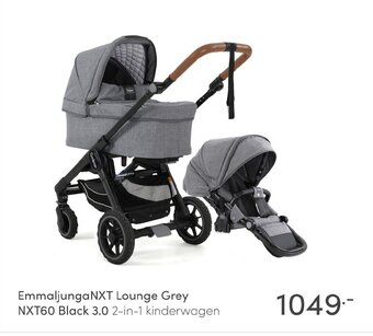 Baby & Tiener Emmaljunga NXT Lounge Grey NXT60 Black 3.0 2-in-1 kinderwagen aanbieding