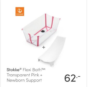 Baby & Tiener Stokke Flexi Bath Transparent Pink + Newborn Support aanbieding
