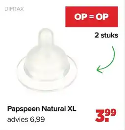 Baby-Dump Difrax Papspeen Natural XL aanbieding