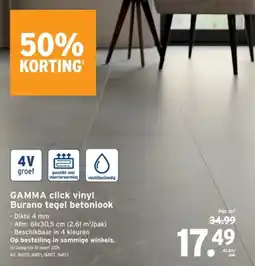 GAMMA GAMMA click vinyl Burano tegel betonlook aanbieding