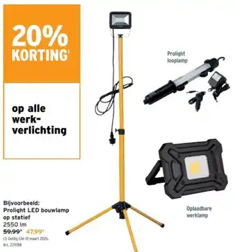 GAMMA Prolight LED bouwlamp op statief aanbieding