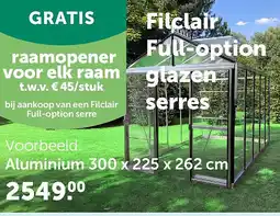 AVEVE Filclair Full-option glazen serres Aluminium 300 x 225 x 262 cm aanbieding