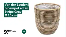 AVEVE Van der Leeden bloempot rotan Stripe Grey Ø 15 cm aanbieding