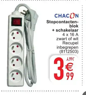 Cora Chacon Stopcontactenblok + schakelaar 4 x 16 A aanbieding