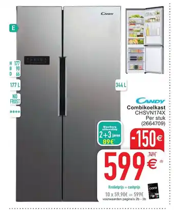 Cora Candy Combikoelkast CHSVN174X 177 L per stuk aanbieding