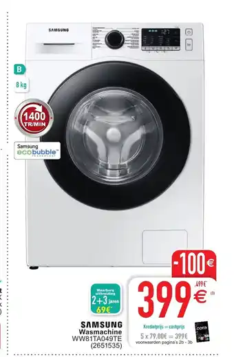 Cora Samsung Wasmachine WW81TA049TE aanbieding