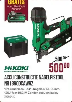 Meno HiKoki Accu Constructie Nagelpistool NR 1890DCAW9Z aanbieding