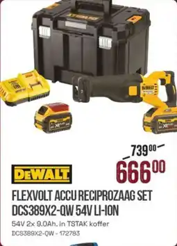 Meno Dewalt flexvolt accu reciprozaag set DCS389X2-QW 54V Li-Ion aanbieding