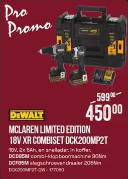 Meno DeWalt McLaren Limited Edition 18V XR Combiset DCK200MP2T aanbieding