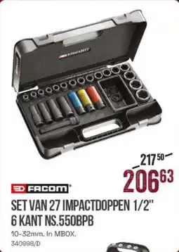 Meno Facom Set van 27 Impactdoppen ½" 6 kant NS.550BPB aanbieding