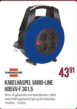 Meno Brennenstuhl Kabelhaspel Vario-Line H05vW-F 3G1.5 aanbieding