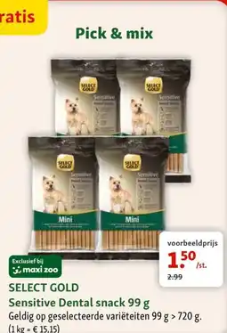 Maxi Zoo Select Gold Sensitive Dental snack aanbieding