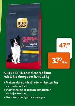 Maxi Zoo Select gold complete medium adult kip droogvoer hond aanbieding
