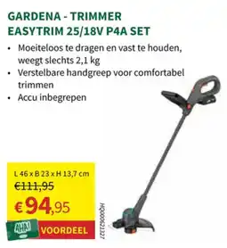 Horta Gardena Trimmer Easytrim 25/18V P4A Set aanbieding