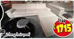 Budget Meubelen 2 Longchaft Poef aanbieding